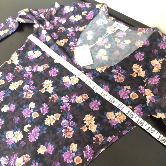 BAUM UND PFERDGARTEN Jenilyn Floral Mesh Top long sleeve, purple, size S NWT - Picture 11 of 15
